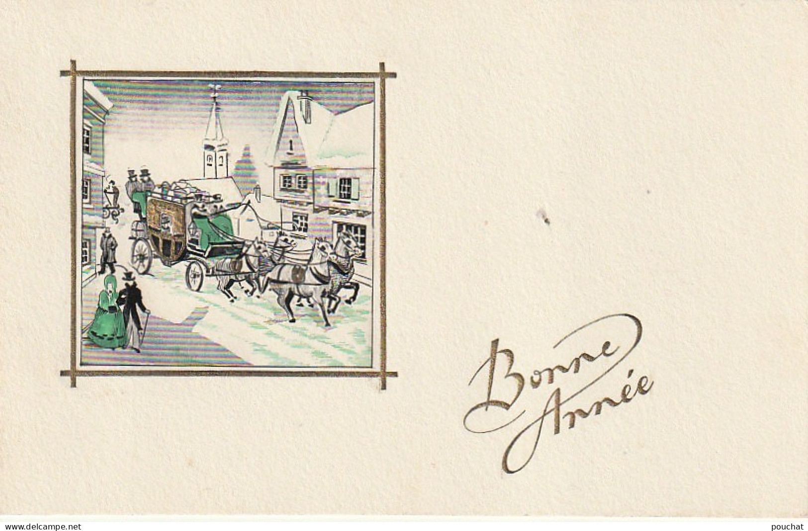 OP Nw38- " BONNE ANNEE " - CARTE FANTAISIE - ATTELAGE , CARROSSE - DECOR HIVERNAL  - ILLUSTRATEUR - Nieuwjaar