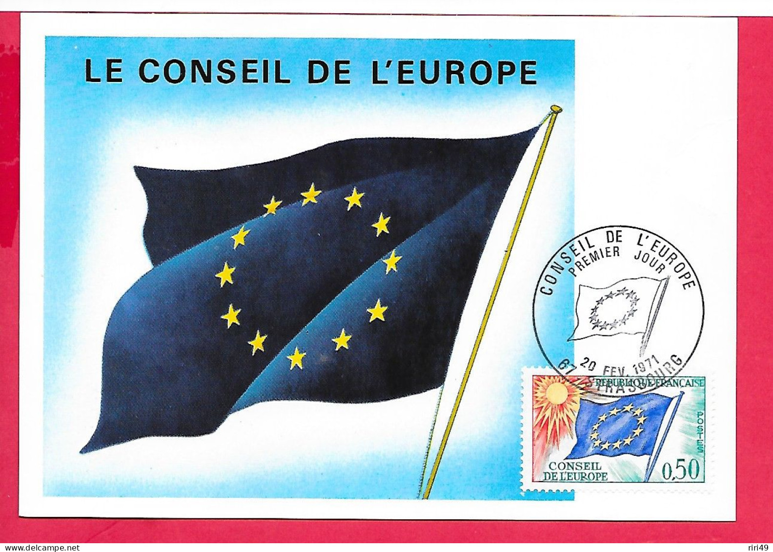 Carte Premier Jour 1971, Le Conseil De L'Europe  Dos Vierge, Carte Maximum VOIR SCANNE - 1970-1979