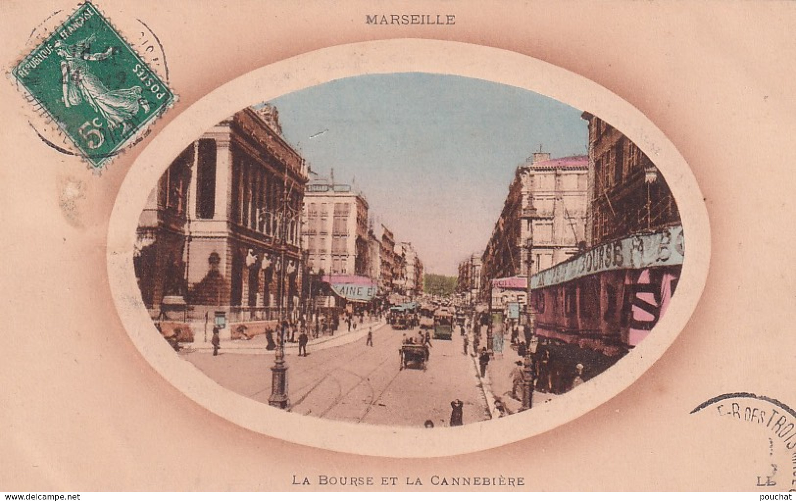 MO 29-(13) LA BOURSE ET LA CANNEBIERE , MARSEILLE - CARTE COLORISEE - Canebière, Centre Ville