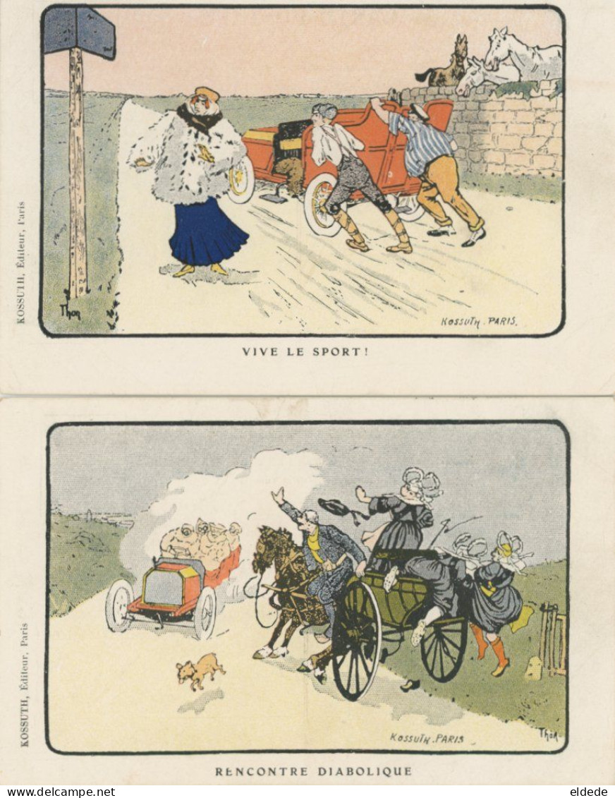 Satirique Anti Auto Par Thor 4 CP  Auto Stop ; Veau Effrayé , , Panne Etc - Passenger Cars