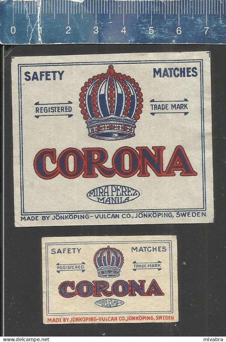 CORONA - MIRA PEREZ - MANILA (PHILIPPINES) - OLD  EXPORT MATCHBOX LABELS MADE IN SWEDEN - Matchbox Labels
