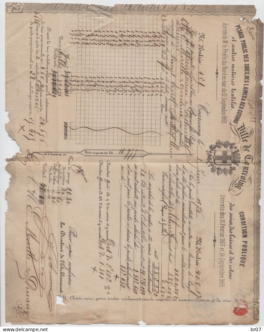 NORD LAC 1876 FIN DU GC TOURCOING T17 SUR CERES SUR PAPIER ILLUSTRE VILLE DE TOURCOING - 1849-1876: Klassik