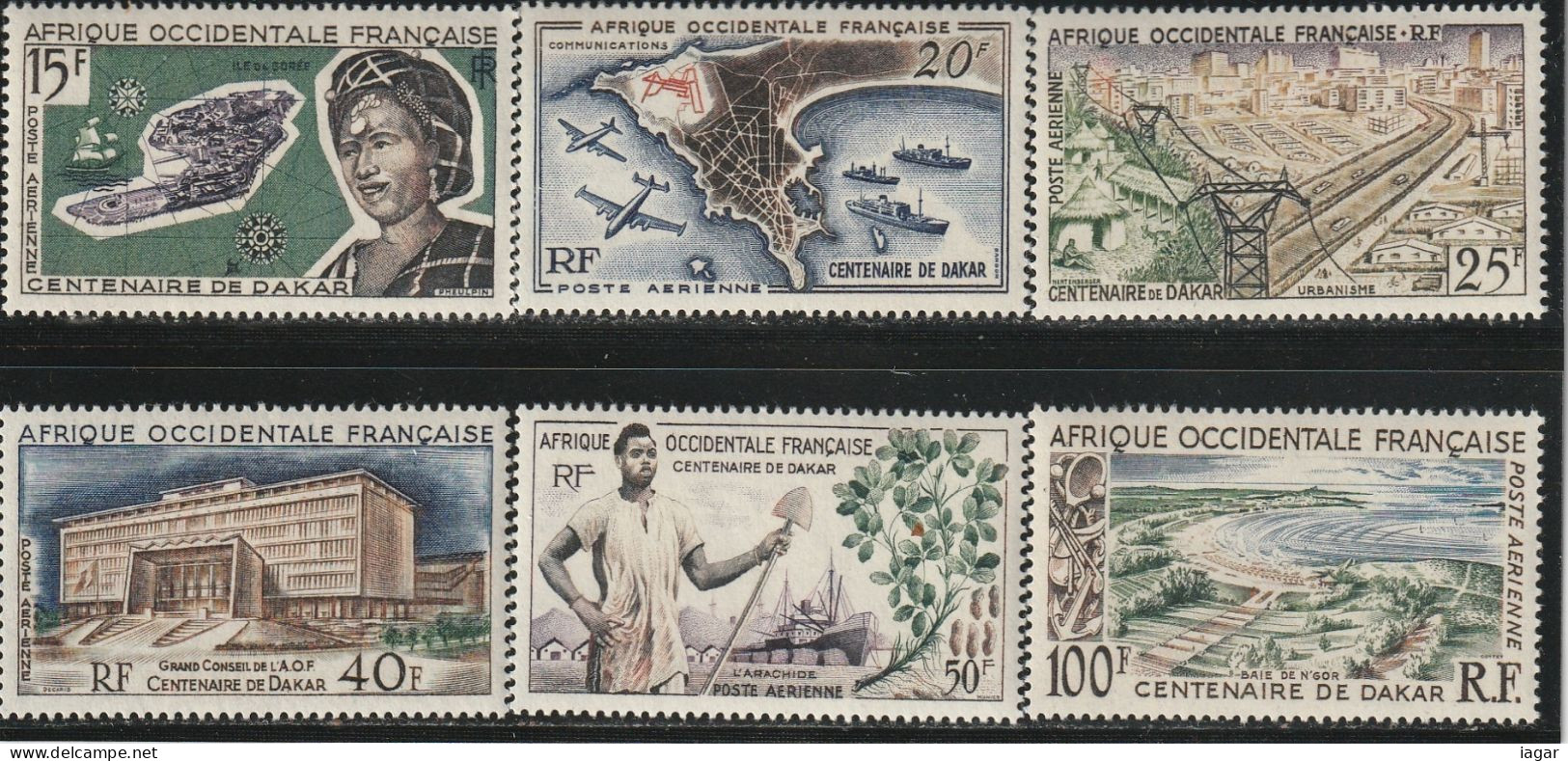 AFRIQUE OCCIDENTALE Française 1958  -  CENTENAIRE DE DAKAR, SUJETS DIVERS  6v - Africa (Varia)