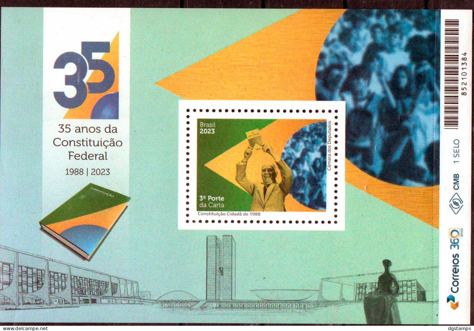 Brasil - Brazil 2023 ** 35 Years Of The Federal Constitution. Flag. Emblematic Buildings. - Unused Stamps