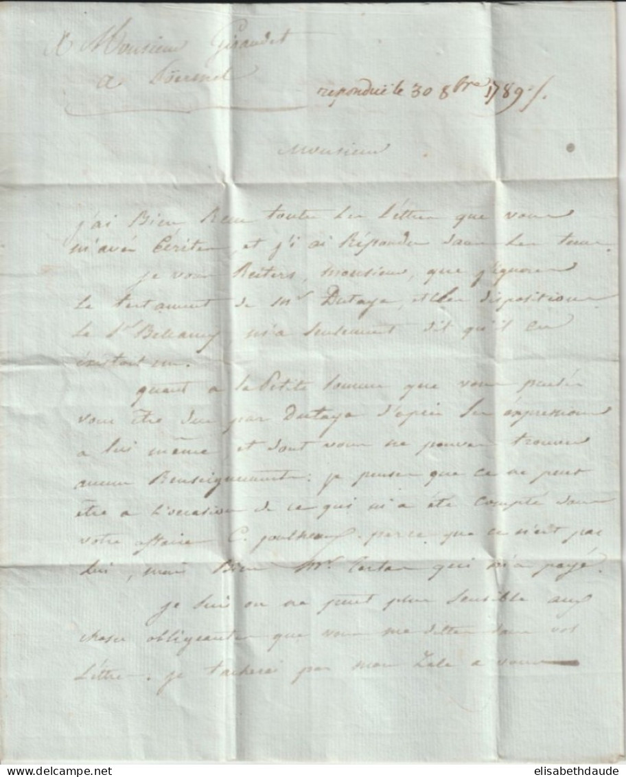 1789 - ENTREE MARITIME COLONIES PAR NANTES RARE IND 20 ! - LETTRE D'un AVOCAT AU CONSEIL De ST DOMINGUE / HAITI ! - Marques D'entrées