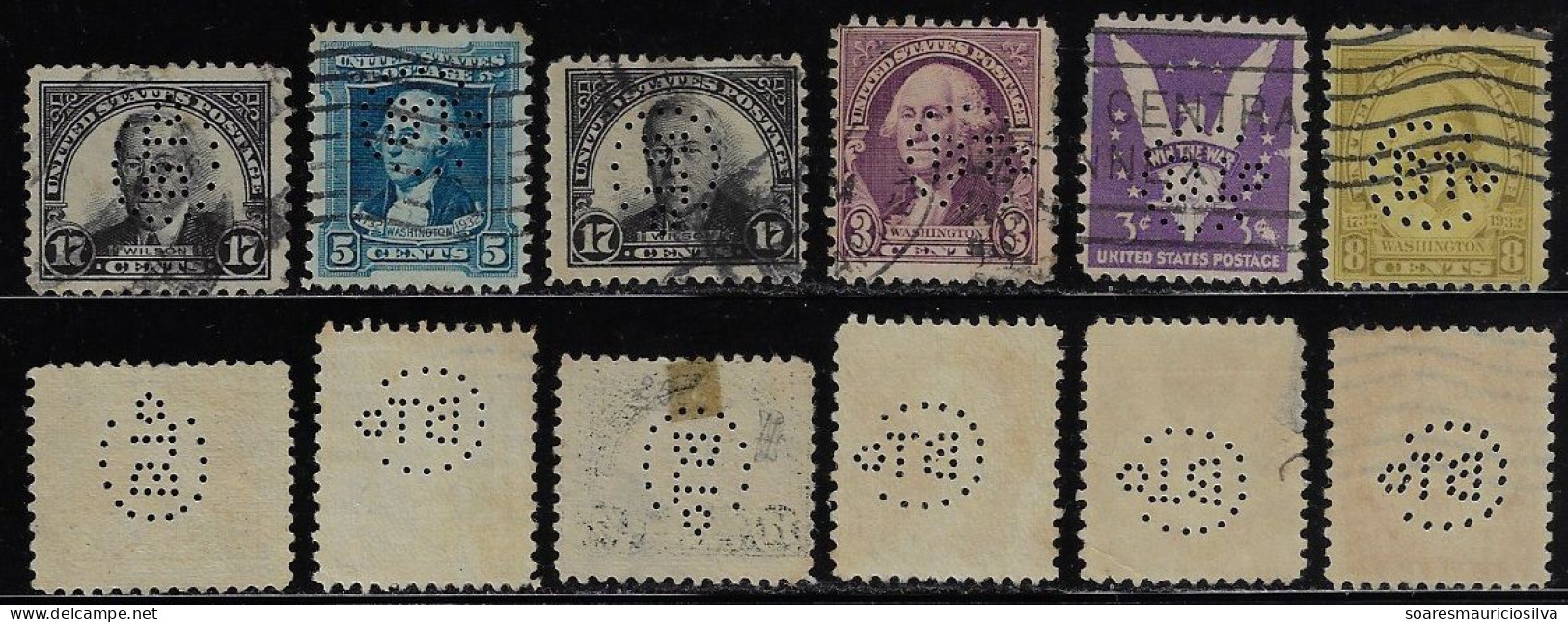 USA United States 1908/1965 6 Stamp With Perfin CBTO By Bankers Trust Company From New York Lochung Perfore - Perforés