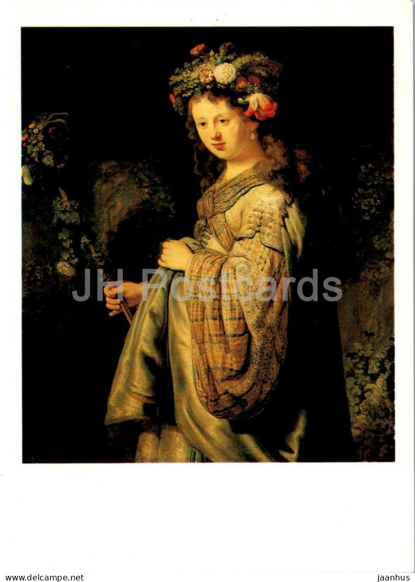 Painting By Rembrandt - Flora - Woman - Dutch Art - 1987 - Russia USSR - Unused - Peintures & Tableaux