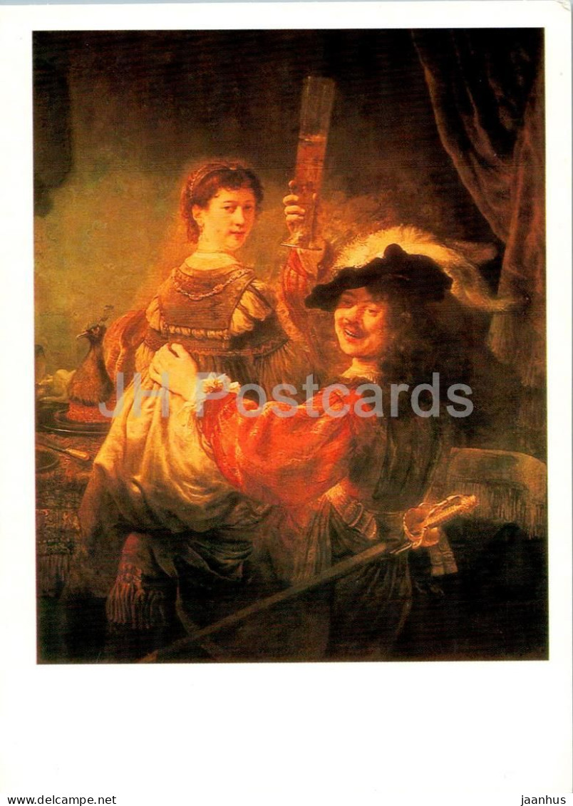 Painting By Rembrandt - Self Portrait With Saskia - Man And Woman - Dutch Art - 1987 - Russia USSR - Unused - Peintures & Tableaux