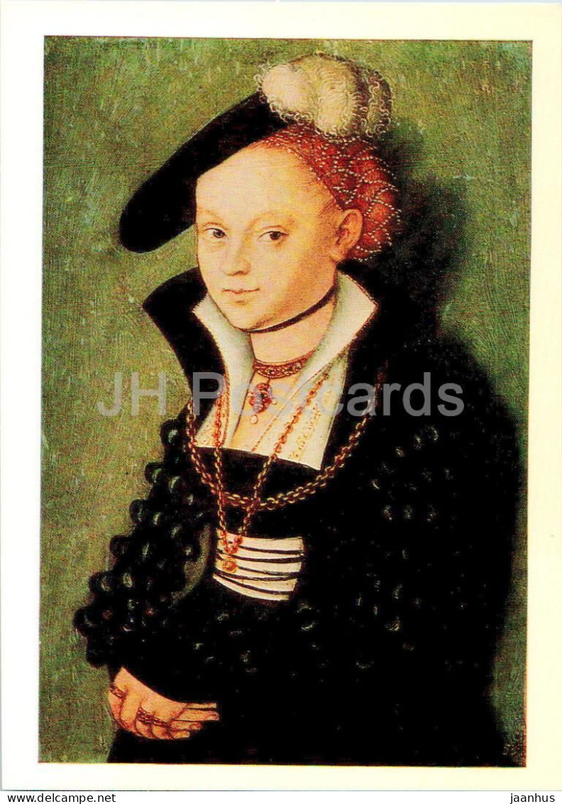 Painting By Lucas Cranach The Elder -Portrait Of Christiane Eulenau - Woman - German Art - 1984 - Russia USSR - Unused - Peintures & Tableaux