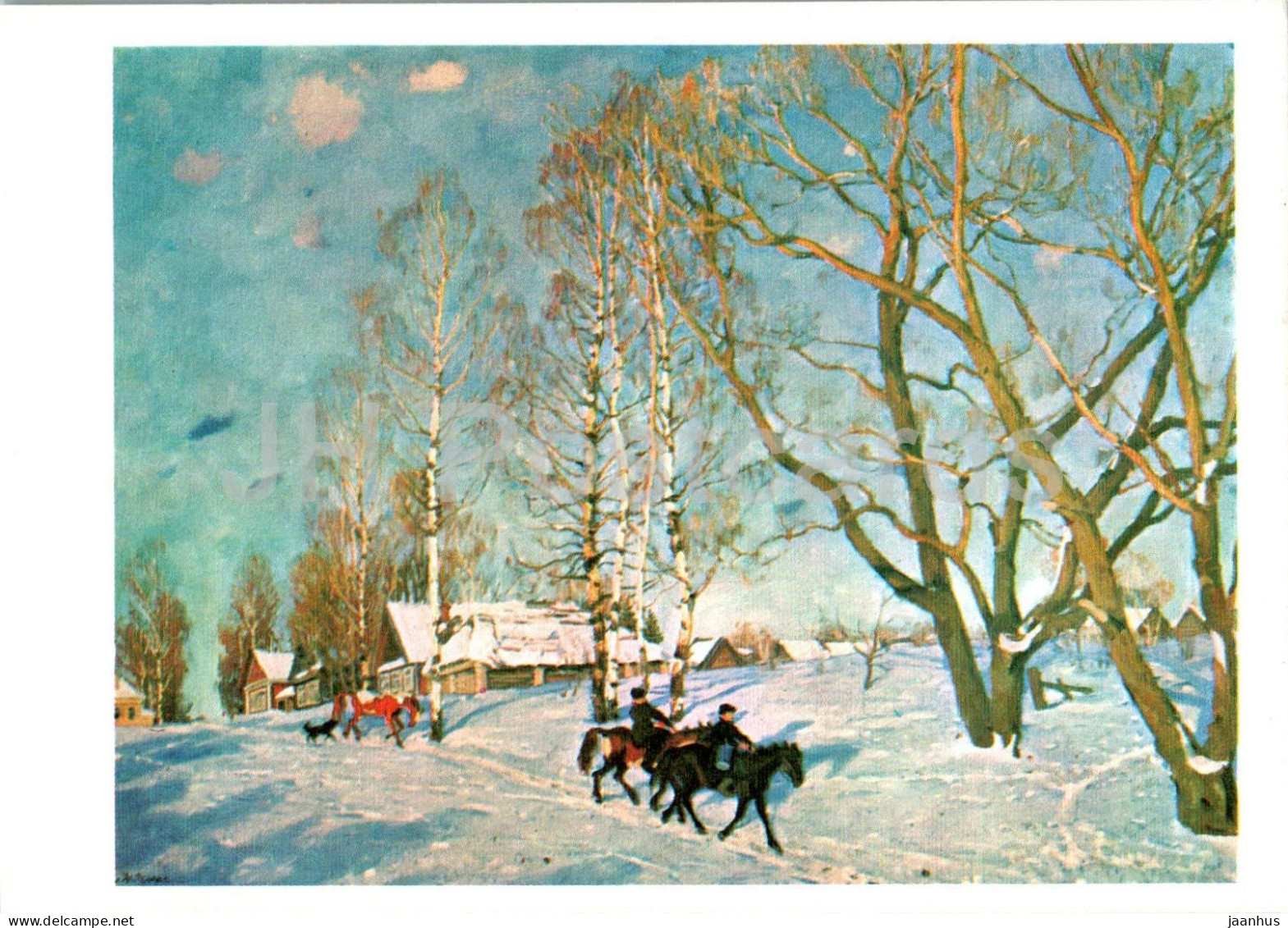 Painting By K. Yuon - March Sun - Horse - Russian Art - 1974 - Russia USSR - Unused - Peintures & Tableaux