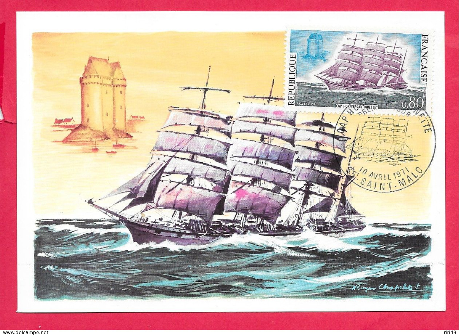 Carte Premier Jour 1971, Le Cap HORNIER, D'Après CHAPELET, Carte Maximum VOIR SCANNE - 1970-1979