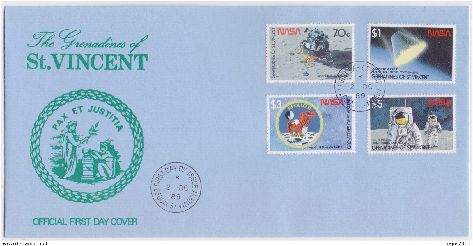 NASA, Apollo II Mission Neil Armstrong & Aldrin Astronaut, Astronauts, Lunar Module Eagle, Earth, Space, Astronomy FDC - Astronomùia