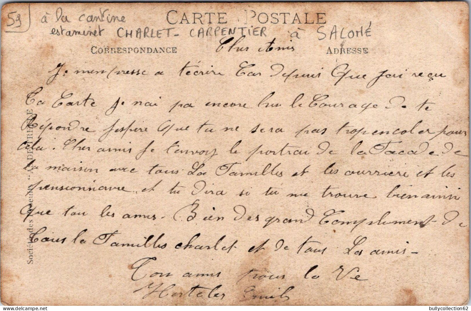 SELECTION -  SALOME  -  CARTE PHOTO - Estaminet à La Cantine Charlet- Carpentier. - Other & Unclassified