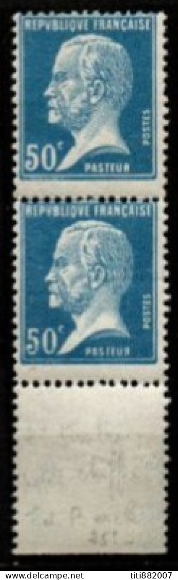 FRANCE    -   1923 .   Y&T N° 176 * En Paire.   Signature Absente Sur  Timbre Du Bas. - Unused Stamps