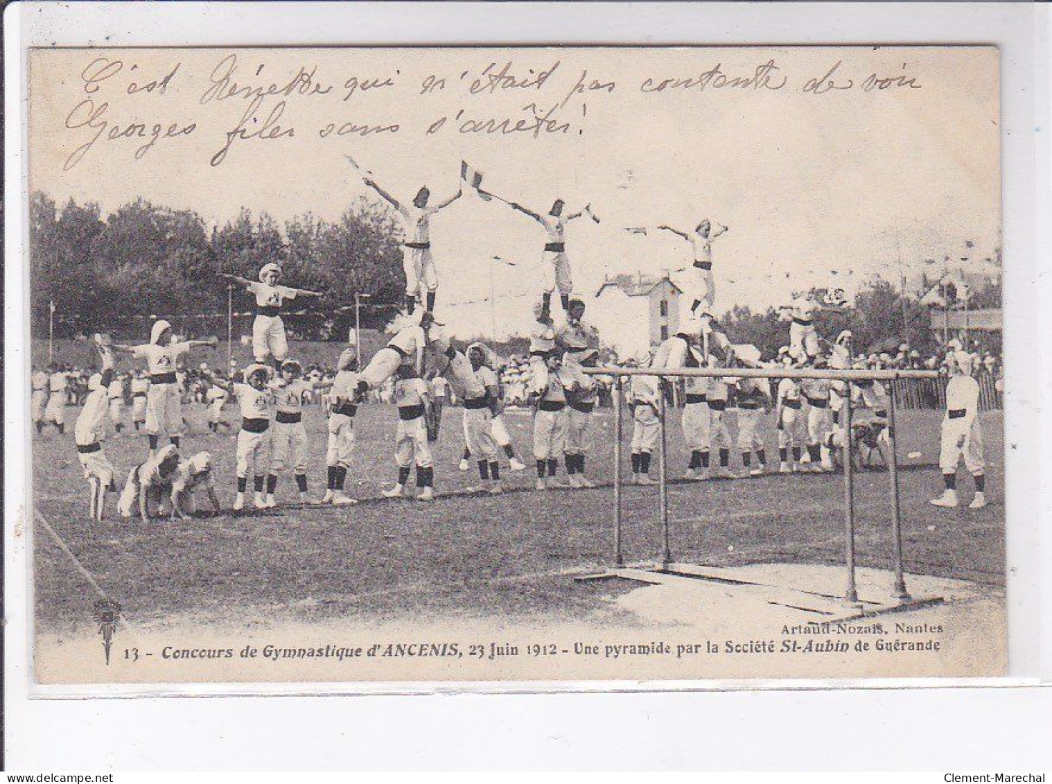 ANCENIS: Concours De Gymnastique, 1912, Un Pyramide Par La Société Saint-aubin De Guérande - Très Bon état - Ancenis