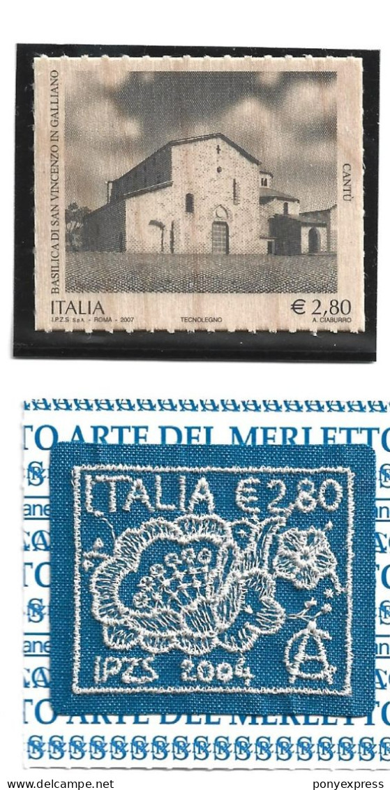 Due Francobolli, Uno Di Legno, Uno Di Tissuto, MNH** - 2001-10:  Nuevos