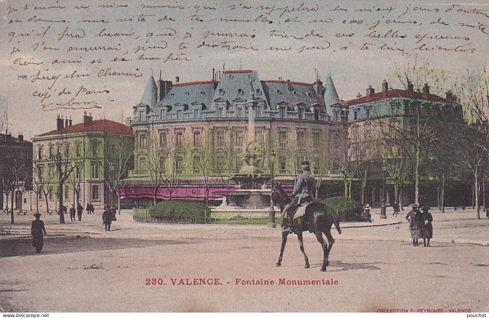 PE 28-(26) VALENCE - FONTAINE MONUMENTALE - ANIMATION  - CARTE COLORISEE - Valence