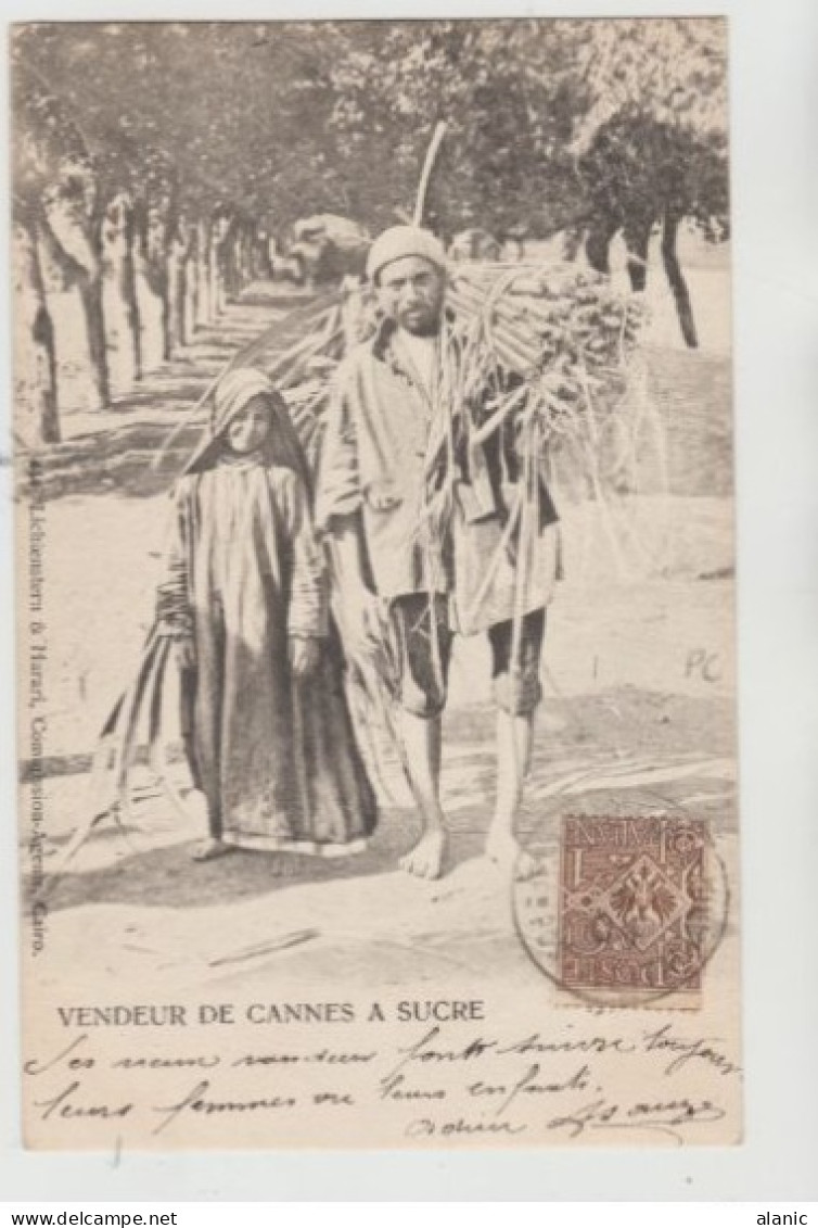 CPA-Non Divisée- EGYPTE * VENDEUR De CANNES à SUCRE Circulée-pour La CRETE -1904- TBE-Bureau De Poste Italien -PEU COMMU - Guinée