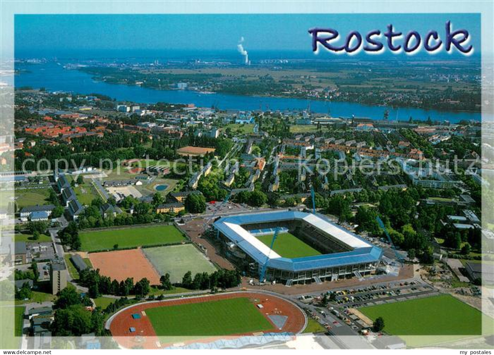 73724901 Rostock Fliegeraufnahme Mit Fussballstadion  - Rostock