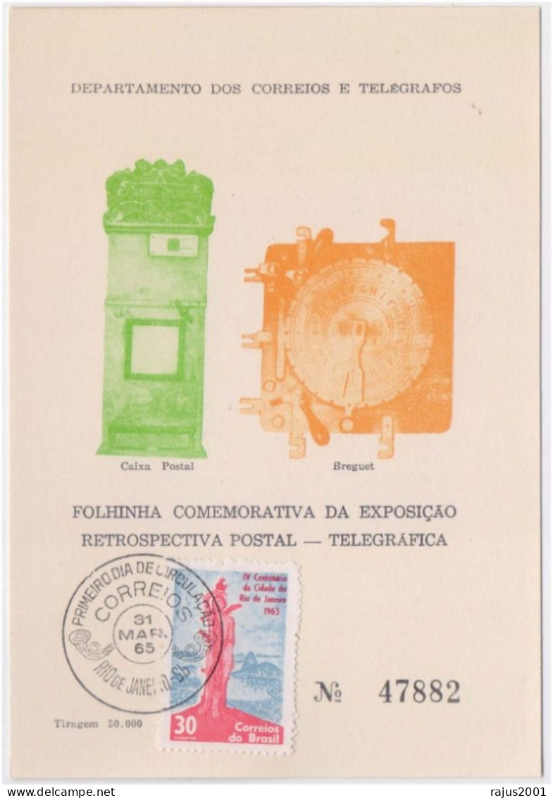Telegraph, Telegramme, Telegram, Breguet Luxury Vintage Watch Parts, 1st Letter Box Used By Post Office, Brazil Card - Informática