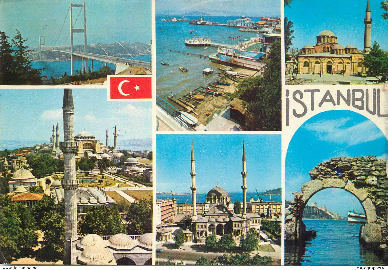 Navigation Sailing Vessels & Boats Themed Postcard Istanbul Minaret Bridge Harbour - Sailing Vessels