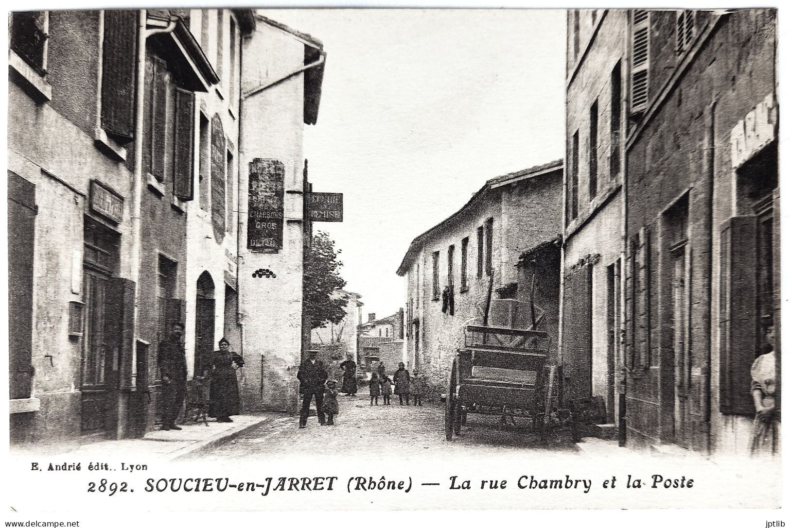 CPA Carte Postale / 69 Rhône, Soucieu-en-Jarret / E. Andrié édit. - 2892 / La Rue Chambry Et La Poste. - Sonstige & Ohne Zuordnung