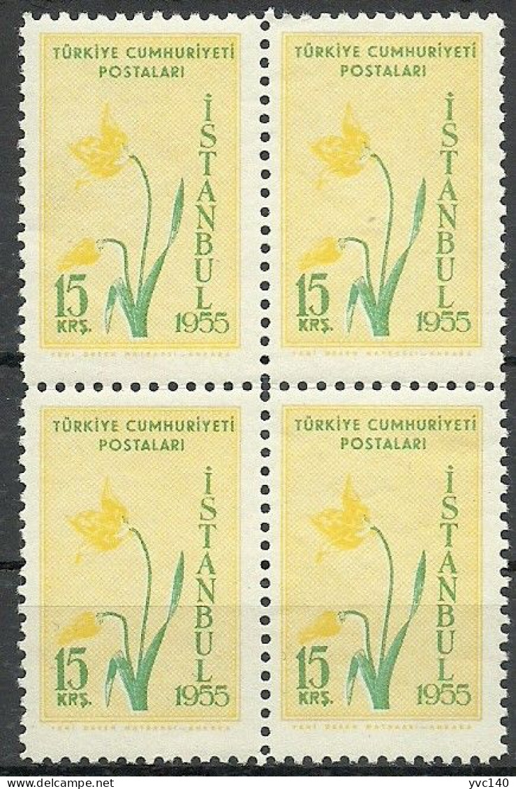 Turkey; 1955 Istanbul Spring And Flower Festivity 15 K. Block Of 4 - Unused Stamps