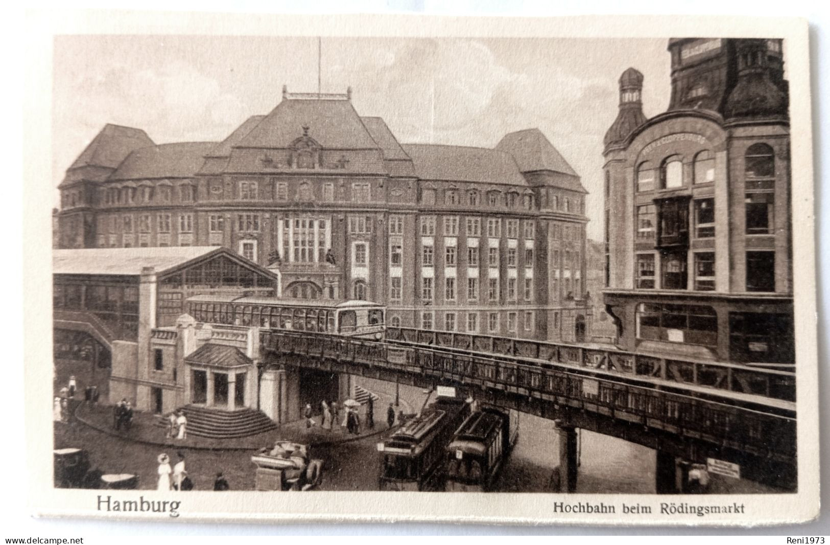 Hamburg, Hochbahn Beim Rödingsmarkt, Strassenbahn, Ca. 1920 - Sonstige & Ohne Zuordnung