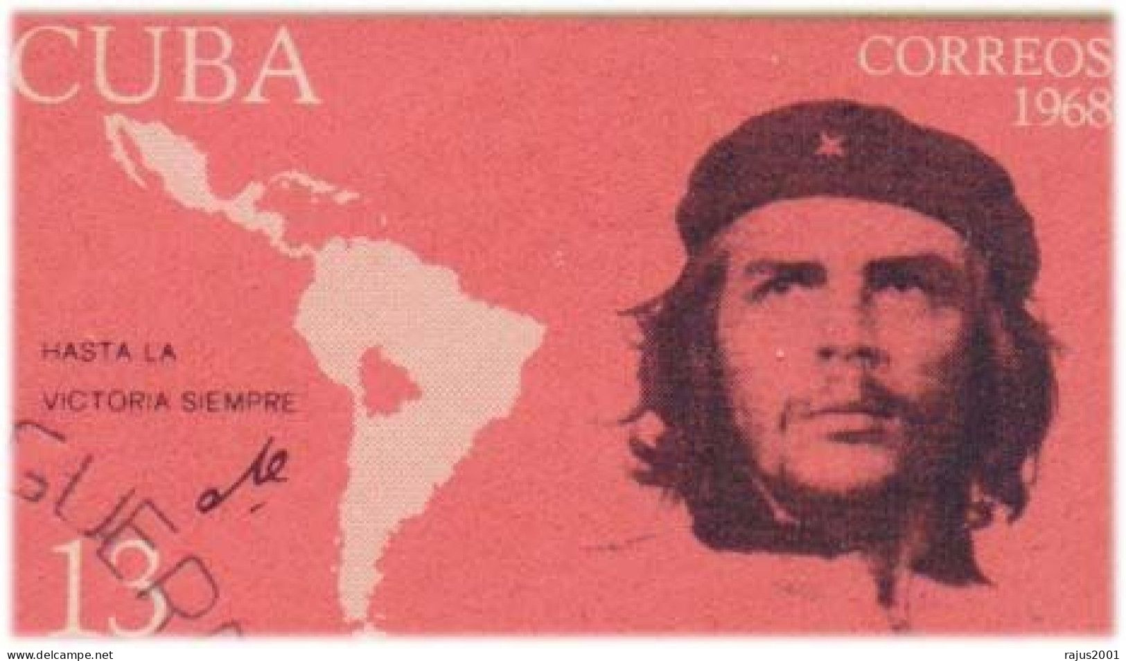 Ernesto Che Guevara, Master Mind Of The Cuban Revolution, Marxist, Communist, Rebellion, Man With Gun, Map, Cuba FDC - Sonstige & Ohne Zuordnung