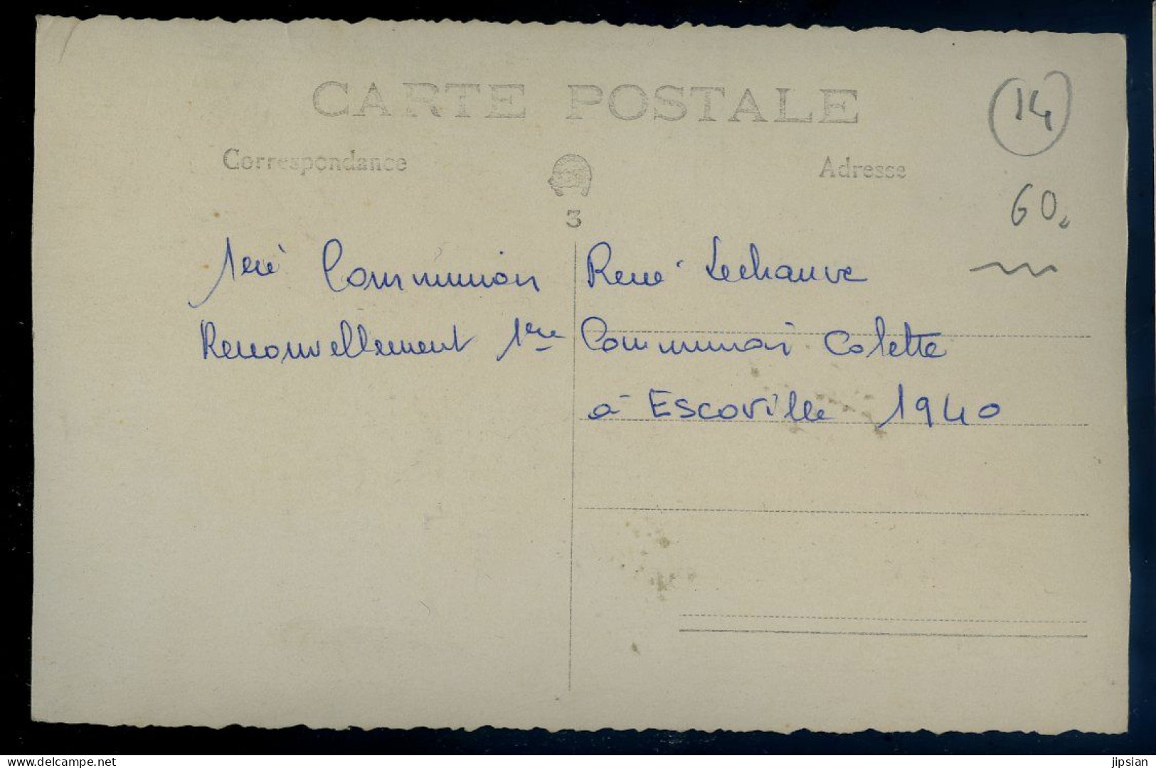 Cpa Carte Photo Du 14 Escorville 1ère Communion -- Datée 1940  MAI24-01 - Other & Unclassified