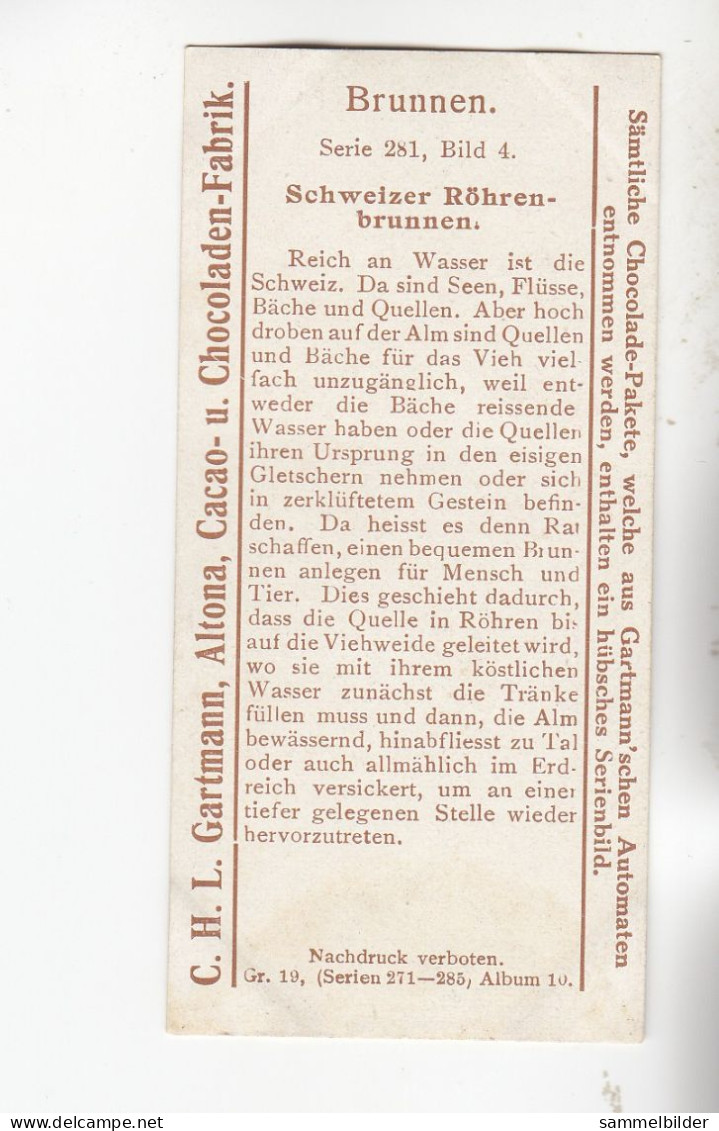 Gartmann  Brunnen Schweizer Röhrenbrunnen    Serie 281 #4 Von 1909 - Andere & Zonder Classificatie