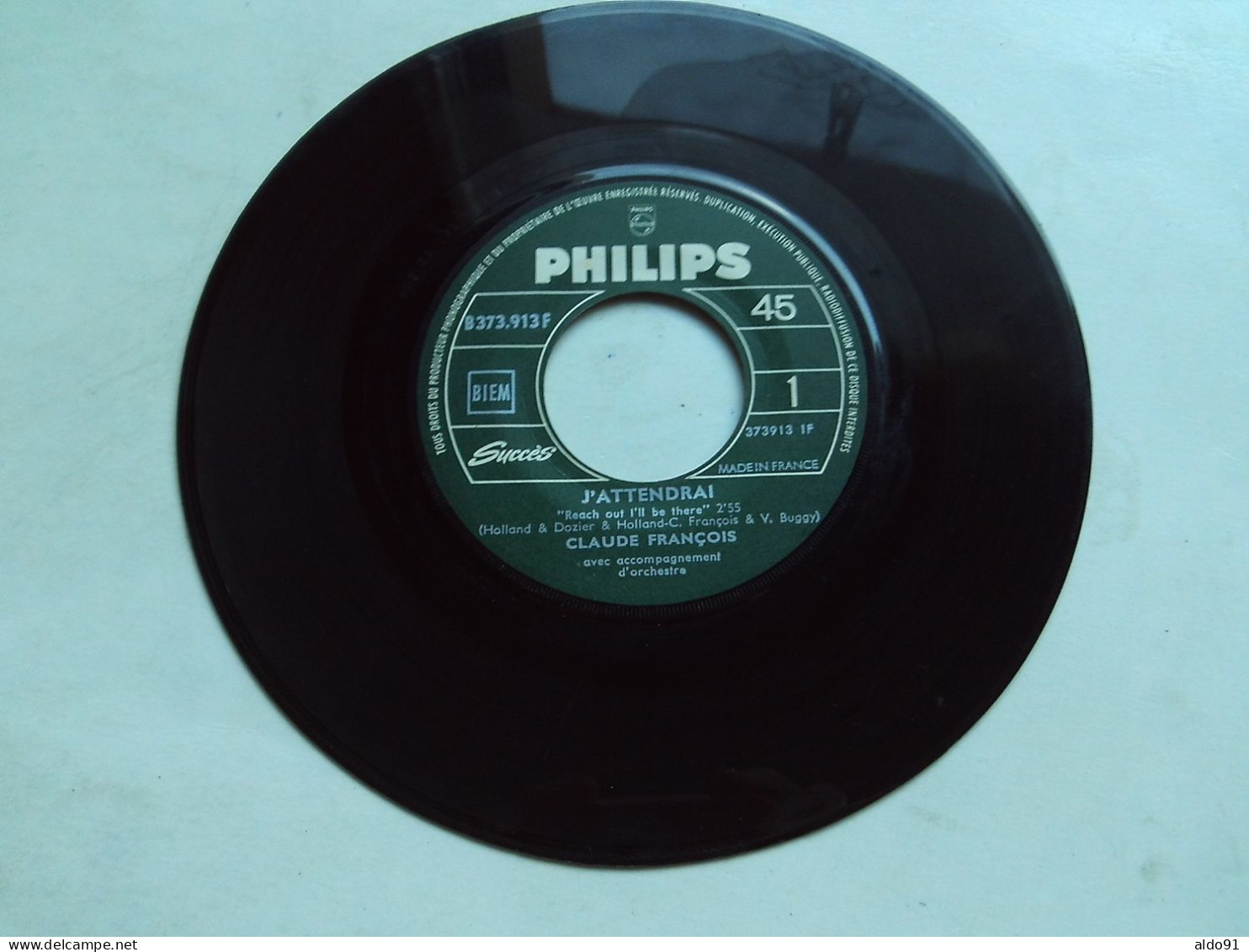 (Claude Francois - 1966) - Disque PHILIPS - B 373.913 F - 2 Titres  " J'attendrai Et Miss Felicity Gray " - Otros - Canción Francesa