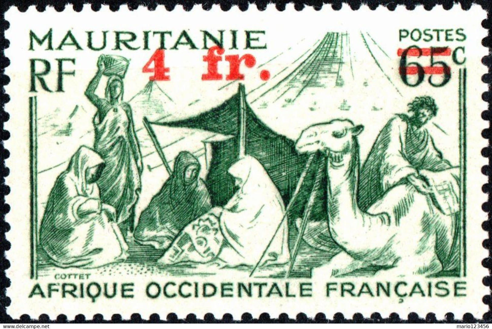 MAURITANIA, COSTUMI LOCALI, 1944, NUOVI (MLH*) Mi:MR 157, Scott:FR-WA 5, Yt:MR 134 - Unused Stamps