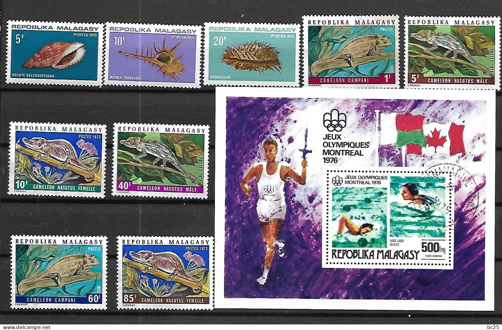 MADAGASCAR-MALAGASY-ET BLOC- 10 TRES BEAUX TIMBRES NEUFS * AVEC 1 BLOC NEUF * *  -DEPUIS 1970 - Madagascar (1960-...)