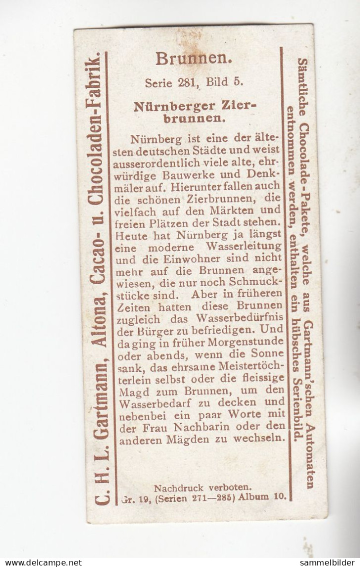 Gartmann  Brunnen Nürnberger Zierbrunnen    Serie 281 #5 Von 1909 - Autres & Non Classés