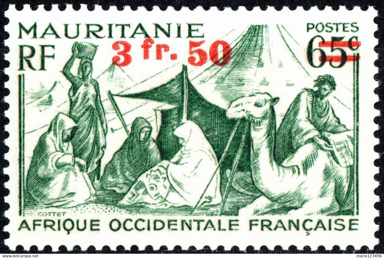 MAURITANIA, COSTUMI LOCALI, 1944, NUOVI (MLH*) Mi:MR 156, Scott:FR-WA 4, Yt:MR 133 - Unused Stamps