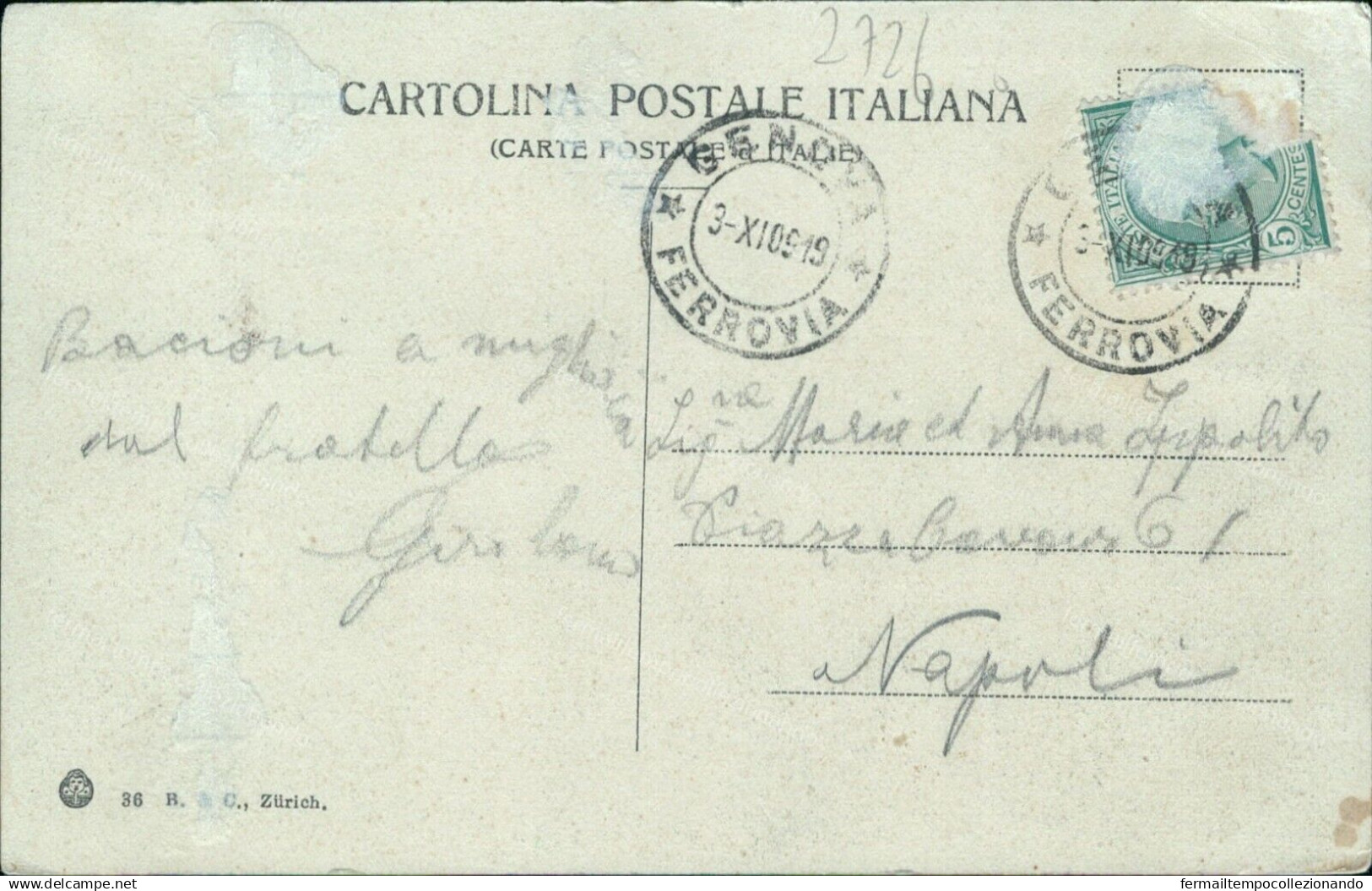 Z726 Cartolina Genova  Citta'ristorante Righi Al Castellaccio 1909 - Genova (Genoa)