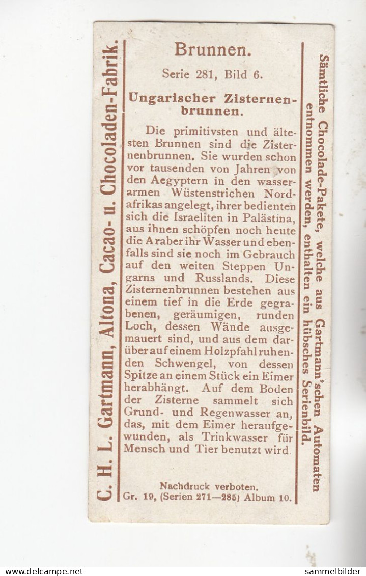 Gartmann  Brunnen Ungarischer Zisternenbrunnen    Serie 281 #6 Von 1909 - Andere & Zonder Classificatie
