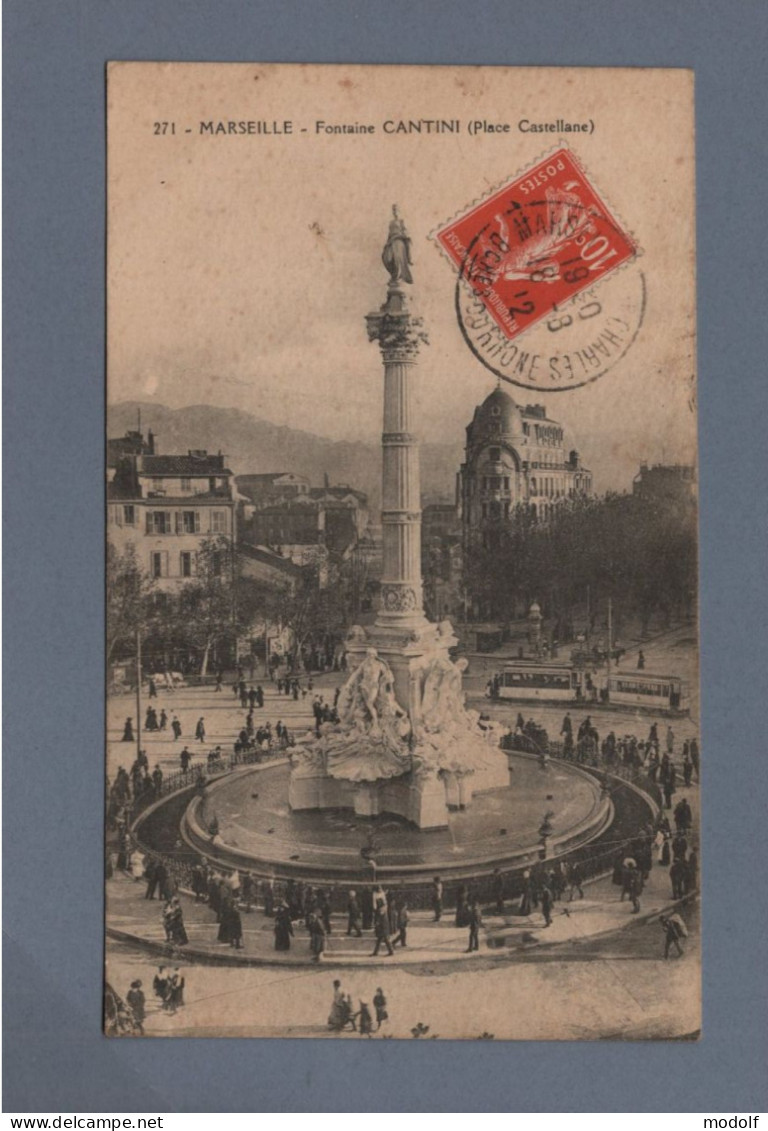 CPA - 13 - Marseille - Fontaine Cantini (Place Castellane) - Animée - 1912 - Unclassified