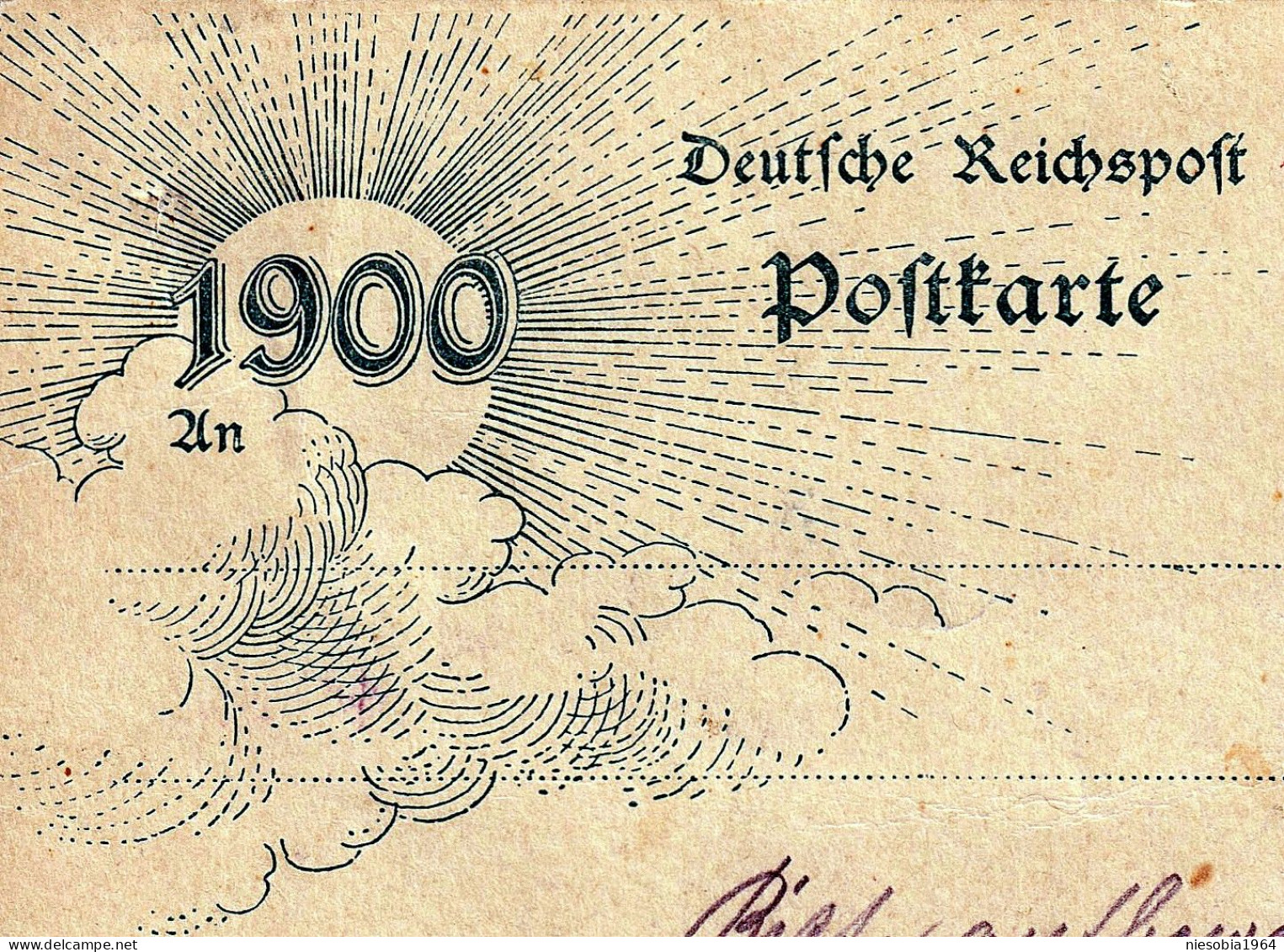 Imperial Germany 5 Pfennig Postcard "End Of XIX C.1900" Jahrhundertwende, Deutsche Reichspost Postkarte. Gedruckte Marke - Tarjetas