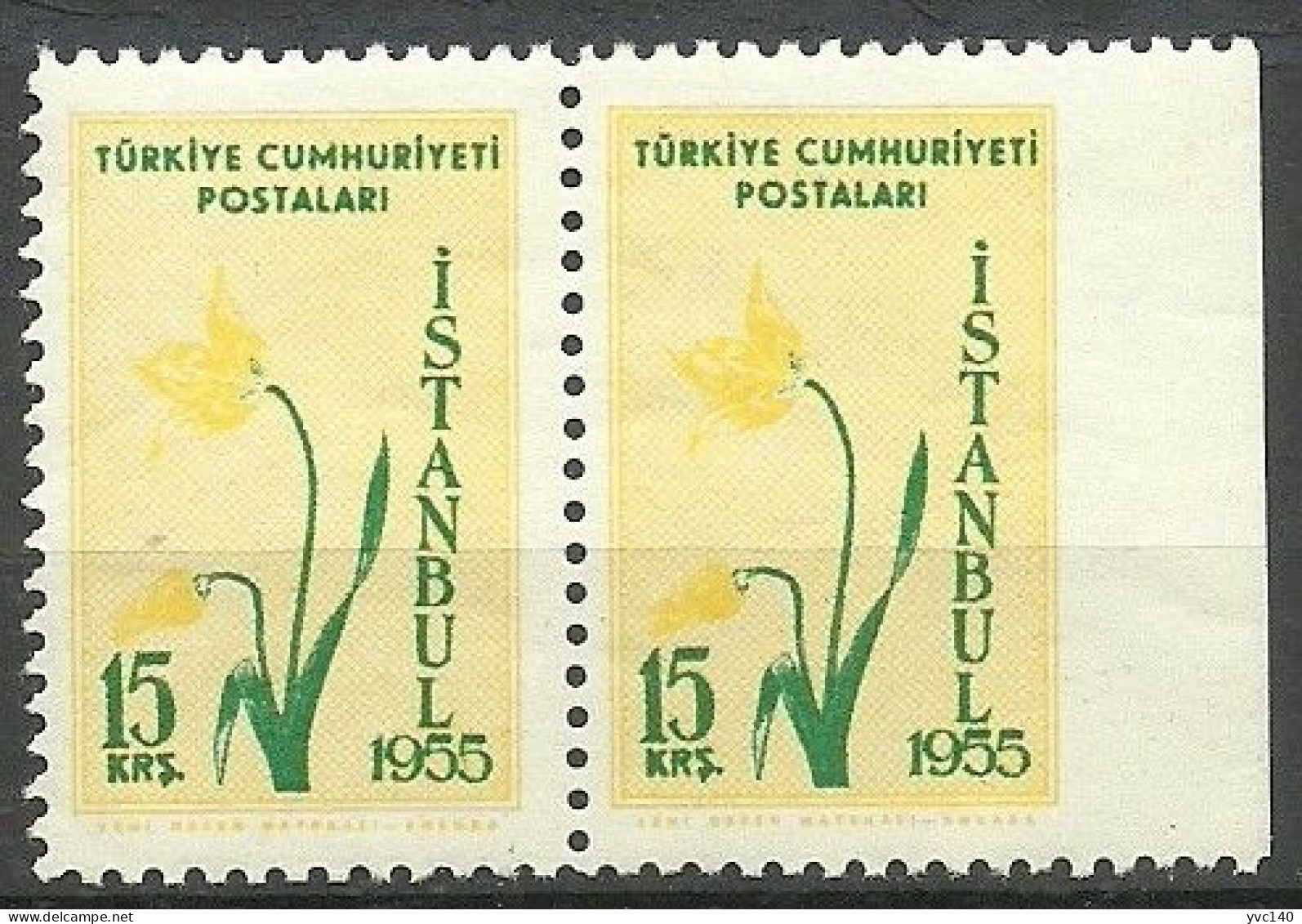 Turkey; 1955 Istanbul Spring And Flower Festivity 15 K. ERROR "Imperf. Edge" - Unused Stamps