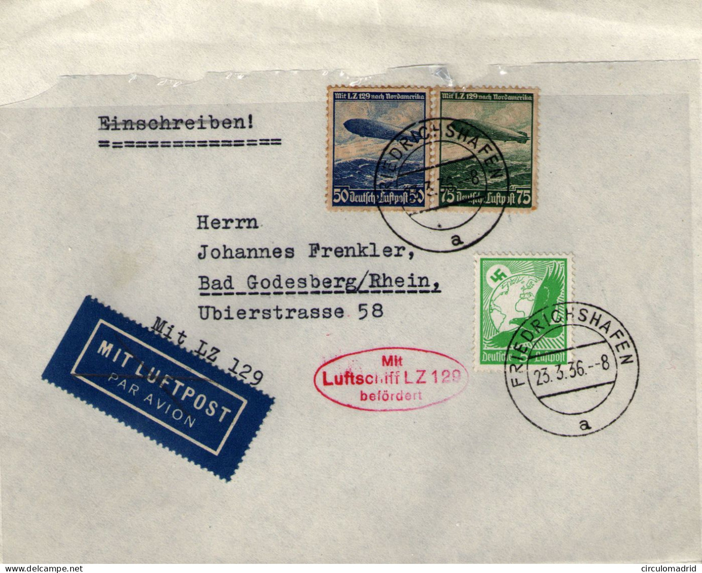 Alemania III Reich (aéreo) Nº 43 Y 55/56. Año 1934-36 - Brieven En Documenten