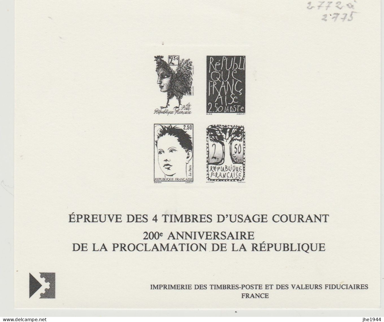 France Divers Ensemble 9 épreuves de timbres courants (Voir détail)