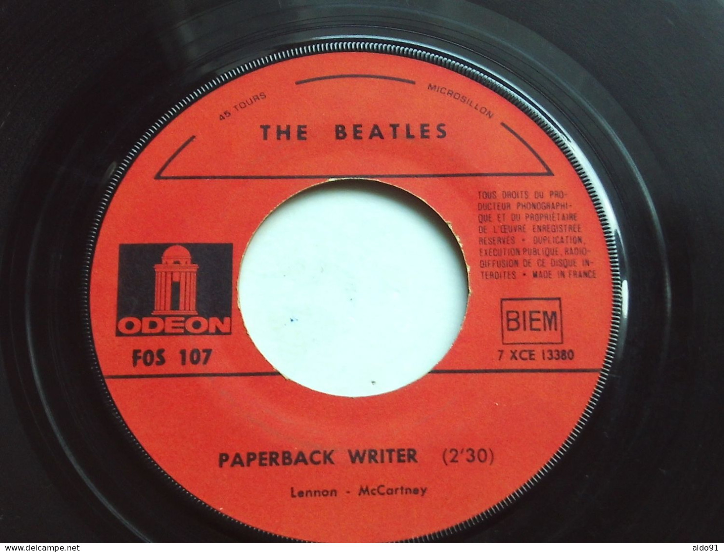 (THE BEATLES - 1966) - Disque ODEON - FOS 107 - 2 Titres  " Paperback Writer Et Rain " - Autres - Musique Anglaise