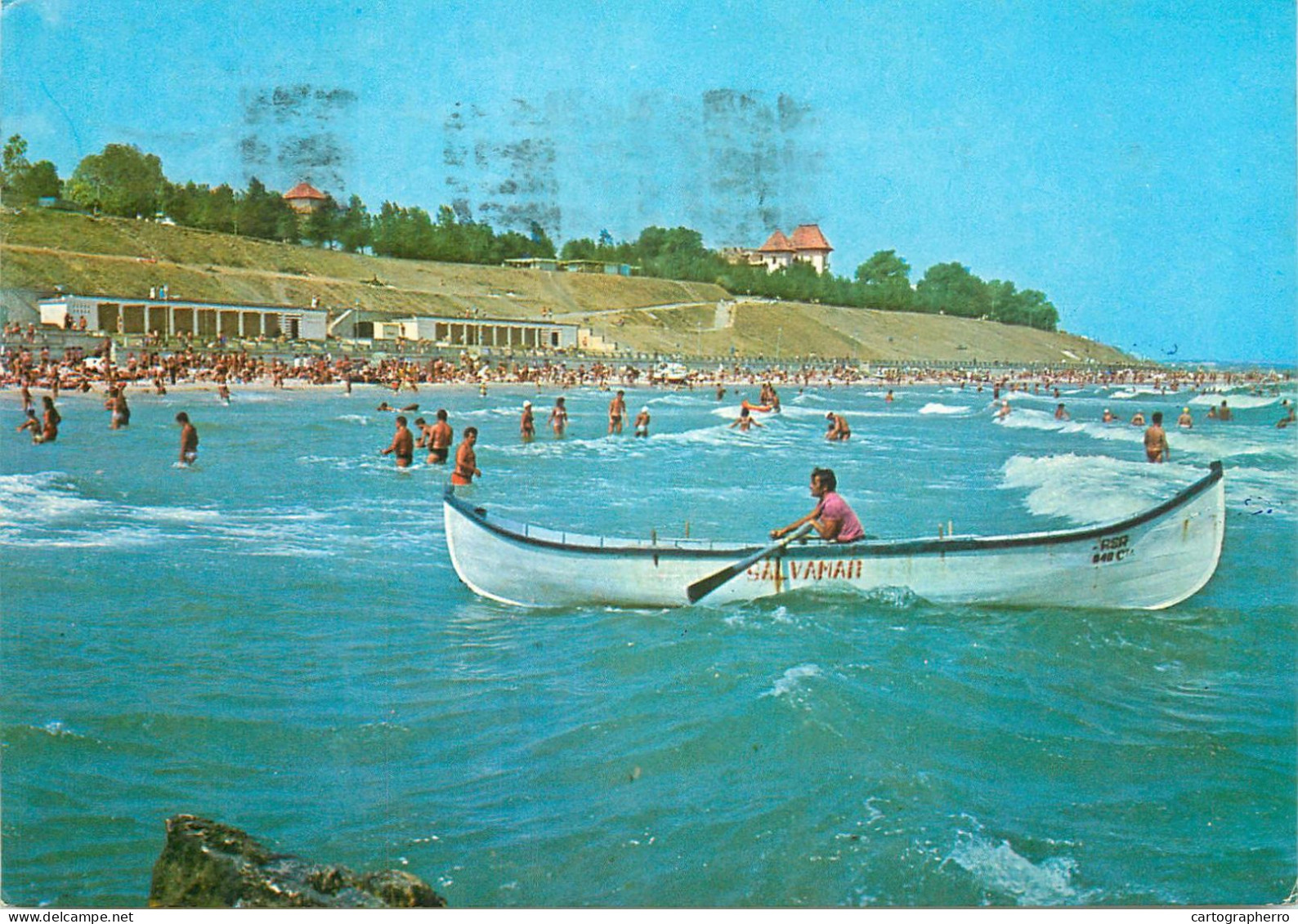 Navigation Sailing Vessels & Boats Themed Postcard Romania Eforie Sud Rowboat - Sailing Vessels