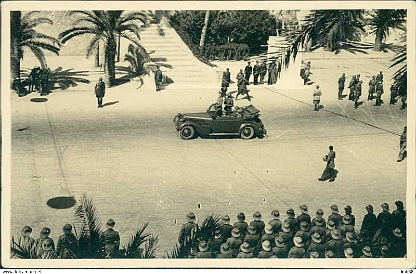 LIBYA / LIBIA - TRIPOLI  ARRIVO DI VITTORIO EMANUELE IN PIAZZA DEL CASTELLO - RPPC POSTCARD - 1938 (12601) - Libye