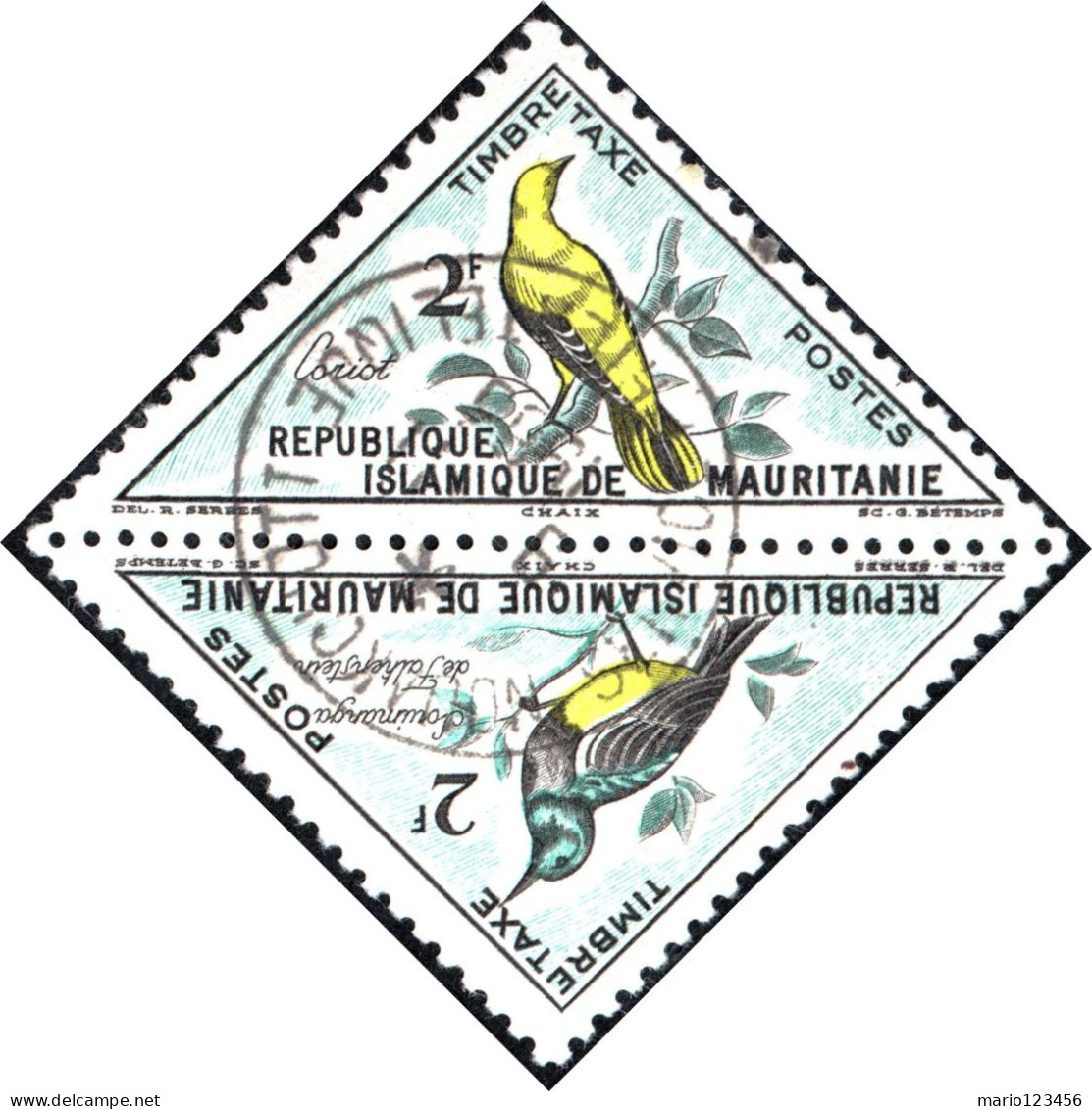 MAURITANIA, SEGNATASSE, POSTAGE DUE, FAUNA, UCCELLI, BIRDS, 1963 USATI Scott:MR J30,J31 - Used Stamps