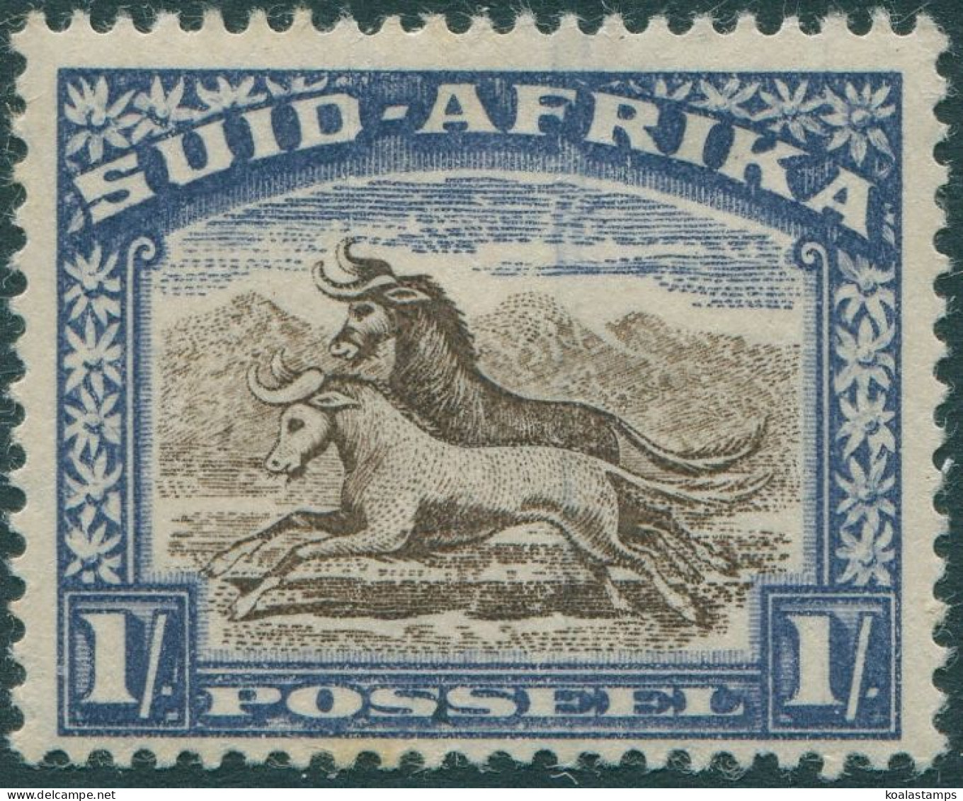 South Africa 1933 SG120 1/- Wildebeest SUID-AFRIKA MLH - Sonstige & Ohne Zuordnung