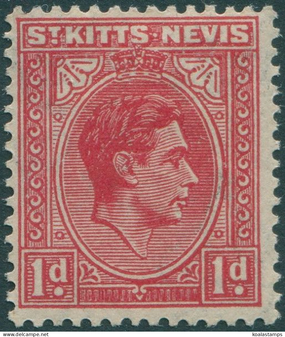 St Kitts Nevis 1938 SG69a 1d Red KGVI MLH - St.Kitts And Nevis ( 1983-...)