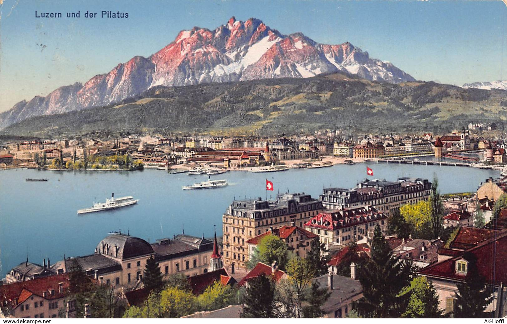 Luzern Und Der Pilatus Panoramakarte Gelaufen 1925 - Lucerne